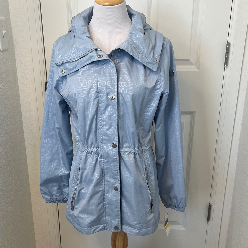 Michael Kors Logo Print Anorak Jacket Light Chambray NWT Medium